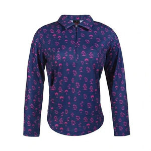 Golf Goddess Performance Pullover Long Sleeve Polo -  Palms